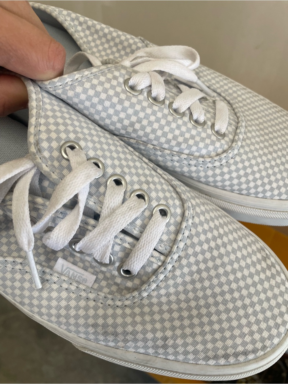 Slip on Vans Classic Checkerboard Lace-Up Sneakers in Light blue & White 👀